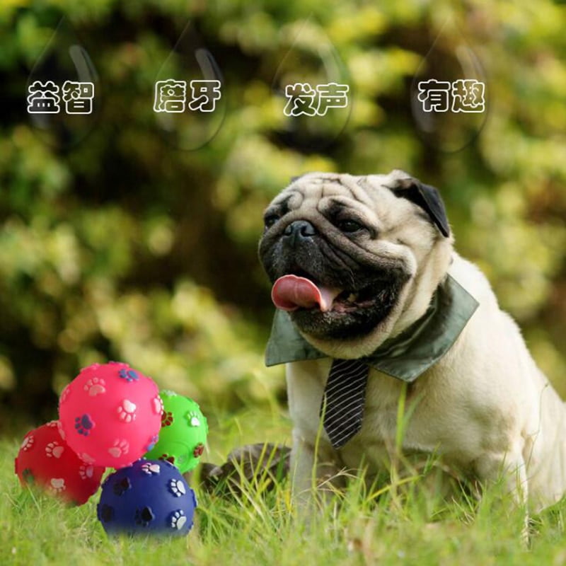 Funny Pet Dog Foot Print Ball Toy Colorful Sound Squeaky Toys for Dogs Cats Soft Rubber Chew Sound Interactive Ball Toys - Image 3