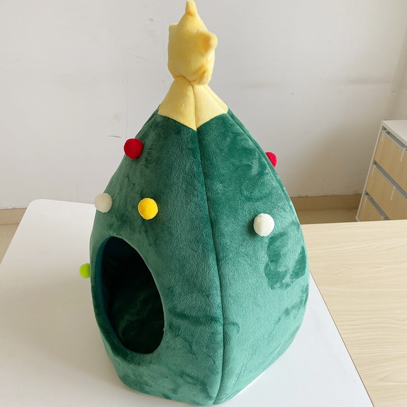 Pet Cat House Dog Bed Kennel Puppy Cave Warm Sleep Bed Christmas Tree Shape Winter Warm Bed Festival Theme Tree Hole Pet Supply - Image 4